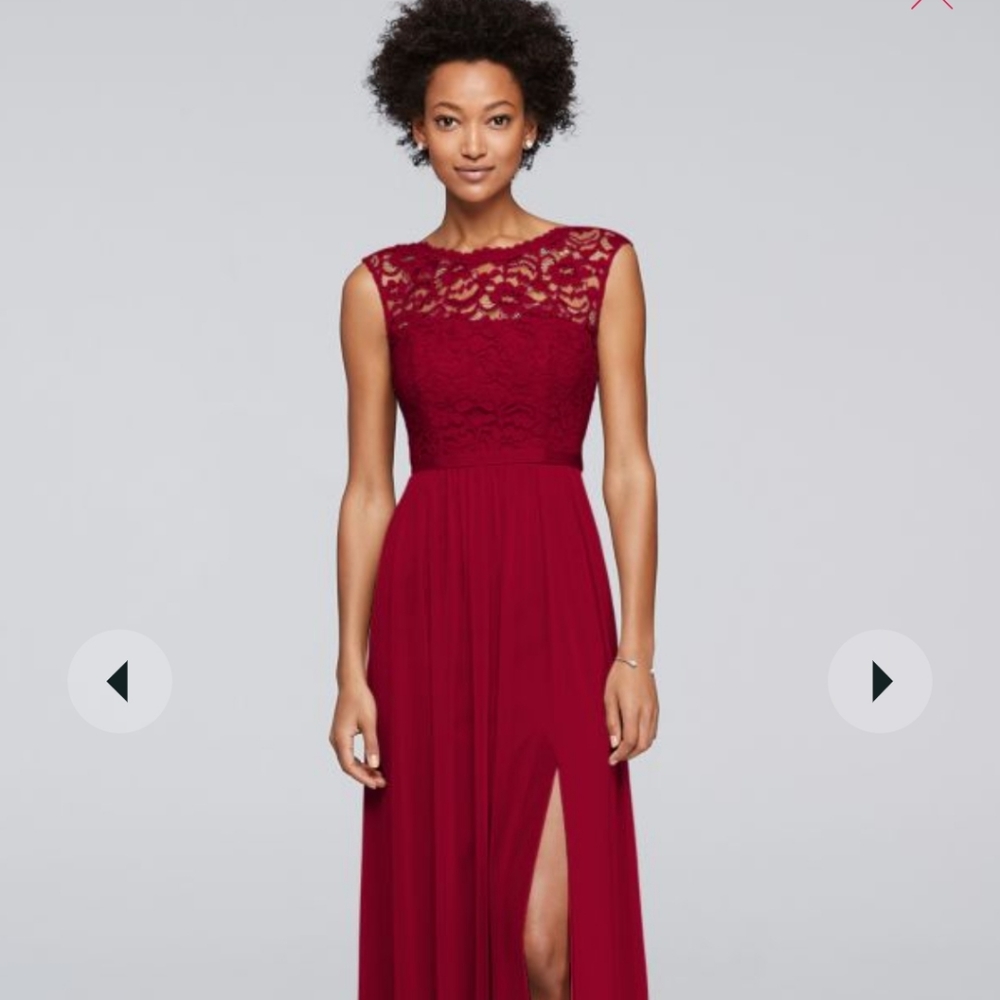 Apple Lace & Mesh Davids Bridal Bridesmaid Dress, Size 6
